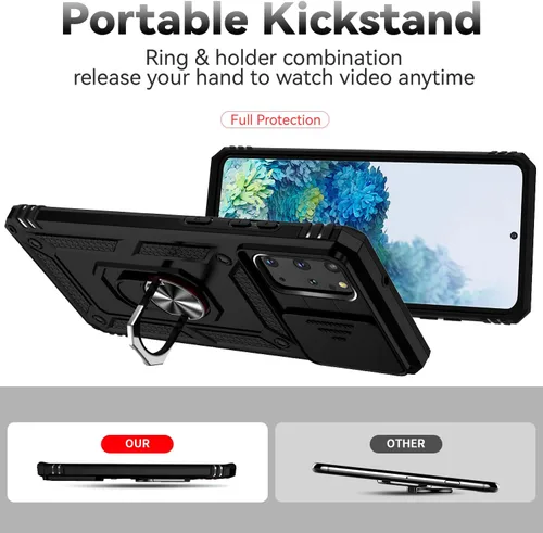 Miniatura 7 de Funda para Samsung Galaxy S20 Plus con cubierta para lente de cámara, protector de pantalla HD, resistente a caídas de grado militar, soporte