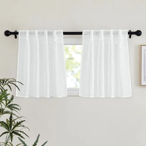 Miniatura 63 de NICETOWN Cortinas de lino semitraslúcidas para dormitorio, bolsillos para barra y pestaña trasera, tratamientos de ventana transparentes de lino