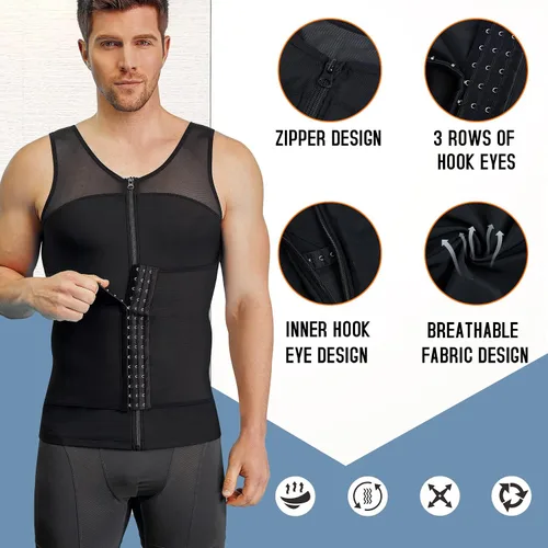Miniatura 2 de TAILONG Camisetas de compresión para hombre con control de abdomen
