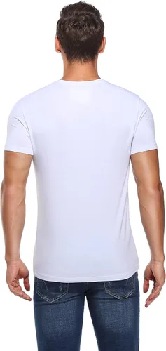 Miniatura 4 de COLORFULLEAF Camisetas de manga corta de bambú con cuello redondo para hombre, 3