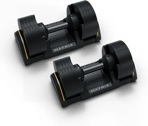 Miniatura 3 de Matrix Fitness DB50 - Mancuernas ajustables de 50 libras Ajustes rápidos para entrenamiento de fuerza y HIIT Reemplaza 10 pares de mancuernas