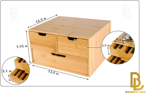 Miniatura 3 de Soporte extragrande de bambú para mostrador, cajón organizador de 2 niveles K-Cup