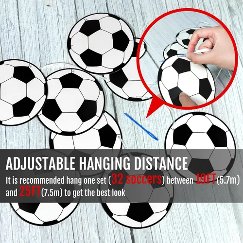 Miniatura 3 de Novelty Place Pancartas de decoración de fiesta de fútbol, 32 unidades, guirnaldas con patrón de pelota de fútbol, banderines, tarjetas