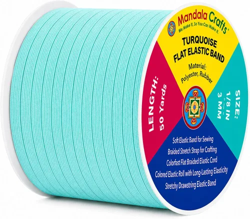 Miniatura 153 de Mandala Crafts - Rollo de cordón elástico plano para costura y manualidades Blanco