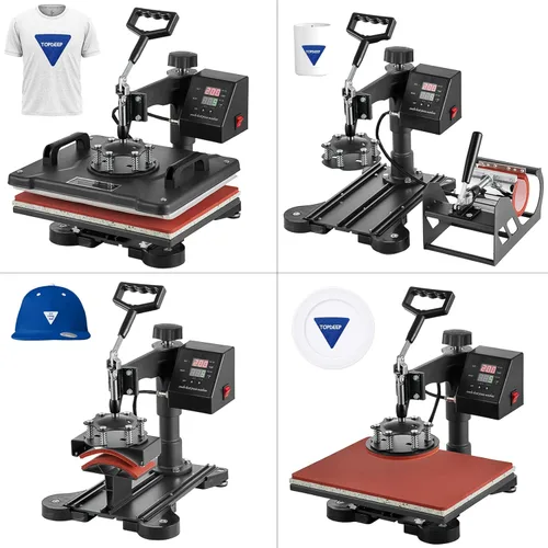 Miniatura 8 de TOPDEEP Máquina de prensa de calor 5 en 1, prensa de calor oscilante de 12 x 15 pulgadas para sublimación, máquina de prensado de camisetas