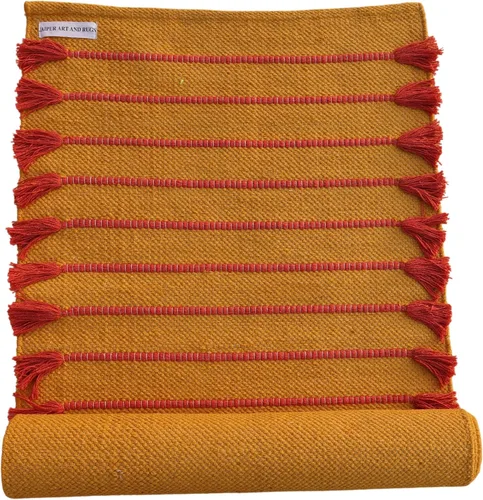 Miniatura 11 de Jaipur art & Rugs Estera de yoga de algodón - Alfombra tejida a mano ecológica - Antideslizante y gruesa (61x183x5mm) para fitness diario en casa