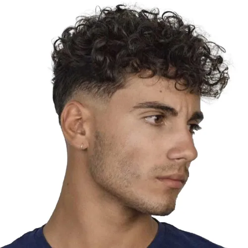 Rizado Hombres Toupee - Sistemas de reemplazo de cabello humano para hombres, postizo de 0.787 in, rizado en V, pelucas de poliuretano de piel Color