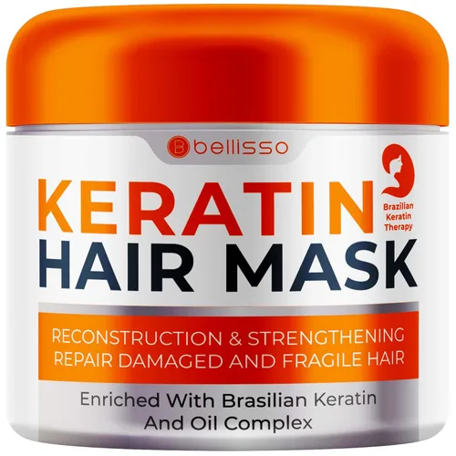 Mascarilla de queratina para el cabello - Acondicionador profundo hidratante libre de sulfato para cabello seco, dañado y con puntas abiertas -