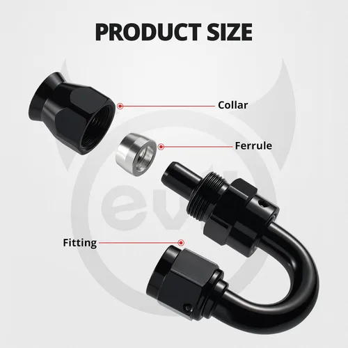 Miniatura 2 de EVIL ENERGY 6AN PTFE montaje extremo manguera montaje 180 grados negro para manguera de PTFE solamente 2PCS
