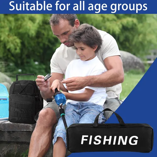 Miniatura 7 de DoubleFill Kit de herramientas de pesca de 484 piezas, kit de mochila de aparejos de pesca, incluye bastones y carretes de pescado, caja de aparejos