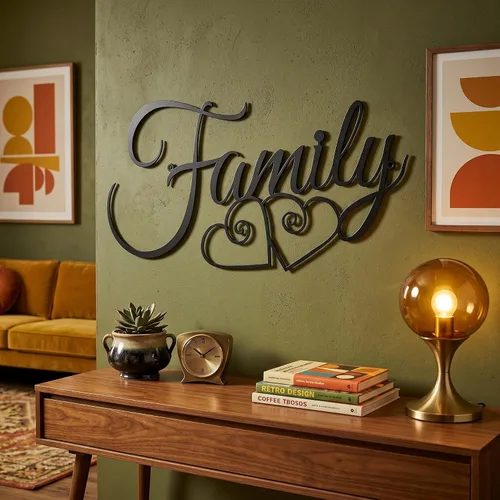 Miniatura 3 de Ferraycle Decoración de pared familiar de metal, decoración rústica para colgar, letreros familiares, decoración de pared para el hogar, sala