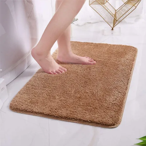Miniatura 13 de Alfombra de baño de 16 x 24 pulgadas, microfibra de felpa lanuda absorbente de agua, lavable a máquina, antideslizante y suave, color azul oscuro