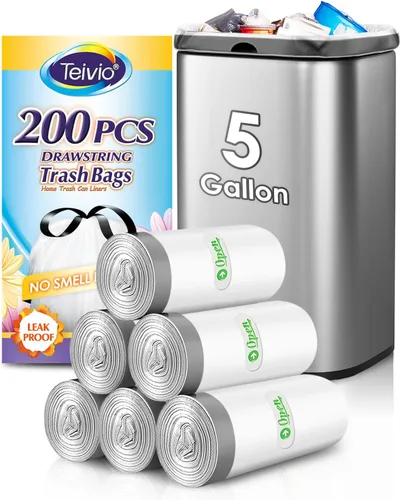 Miniatura 15 de Teivio - Bolsas de basura con cordón fuerte de 3 galones, 220 unidades, bolsas de basura para baño, bolsas de plástico pequeñas para el hogar