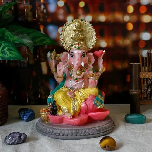 Miniatura 3 de alikiki Estatua de ídolo hindú de Dios Ganesha – 6.8 pulgadas hindú Murti Lord Ganesh Ganpati para oficina en casa, altar mandir templo Pooja