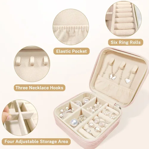Miniatura 4 de Britown Organizador de joyas de viaje, collar y aretes, caja de joyería pequeña, regalos de cumpleaños para mujeres, mamá, hija, amiga, inicial H