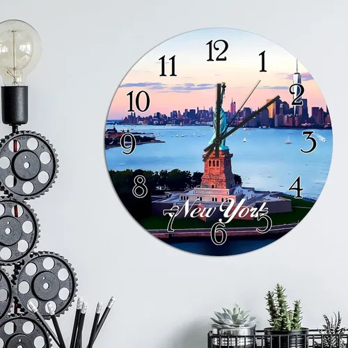 Miniatura 3 de Reloj de pared decorativo de madera de la ciudad de Estados Unidos, Nueva York, Ciudades en los Estados de Nueva York, relojes de regalo