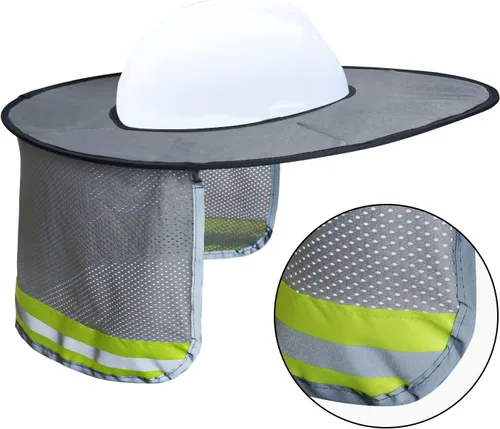 Miniatura 5 de Topbuti Paquete de 3 sombreros de malla de ala completa, parasol de cuello de alta visibilidad con rayas reflectantes para cascos