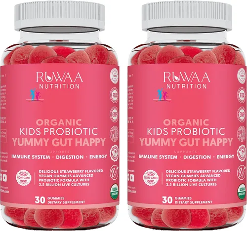Miniatura 11 de RUWAA NUTRITION Gomitas probióticas orgánicas para niños para la salud digestiva, apoyo inmunológico, estreñimiento, hinchazón. 2.5 mil millones