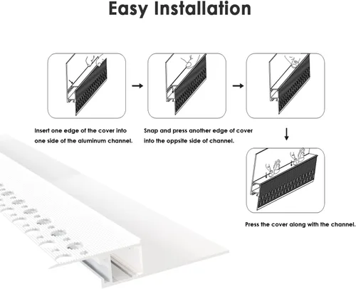 Miniatura 4 de Besseto Perfil de LED para yeso en canal LED, canal de tira LED de yeso blanco de 4 x 2 m, perfil de aluminio LED para zócalo empotrado sin moldura