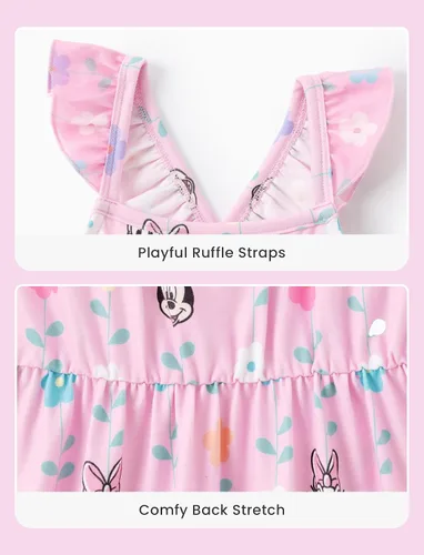 Miniatura 4 de Disney Vestido de princesa Minnie Mouse Frozen Elsa para niñas, con volantes, sin mangas, entrecruzado, ropa de verano para bebé a niño pequeño