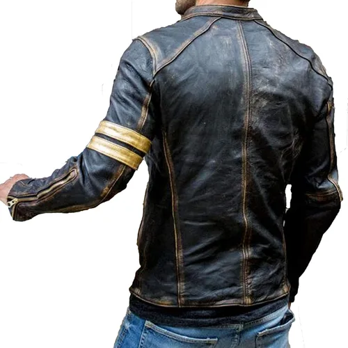 Miniatura 3 de UGFashions Distressed Leather Jacket Men Motorcycle Jacket Cafe Racer Brown Biker Jacket