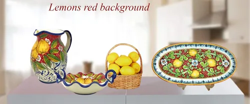 Miniatura 5 de CERAMICHE D'ARTE PARRINI - Cerámica italiana Arte Jarra de cerámica Vino Vine gal 0,264 Limones decorados pintados a mano Hecho en ITALIA Toscana