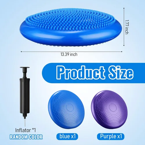 Miniatura 2 de Outus 2 Pcs Balance Disc Inflated Wobble Cushion for Sensory Kids 13. 4 Inch Wiggle Seat Flexible Seating with Hand Pump for Kids Men Women