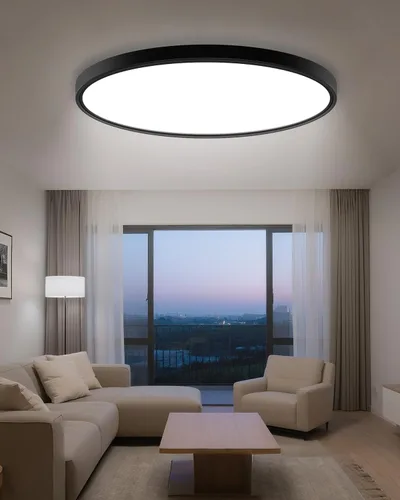 Miniatura 37 de hepside Paquete de 1 lámpara de techo LED de montaje empotrado, color negro, 12 pulgadas, 28 W, regulable 3000K-4500K-6000K, lámpara de techo de 3