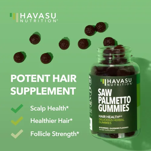Miniatura 3 de Gomitas Saw Palmetto para hombres, suplemento bloqueador DHT para la salud del cabello y calvicie con patrón masculino, 60 unidades, apoya