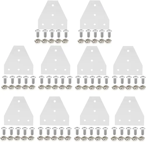 Miniatura 9 de 10 piezas 2020 placa de unión de placa de unión de aluminio en forma de T, conector de extrusión de aluminio de 5 agujeros con 50 tuercas en T, 50