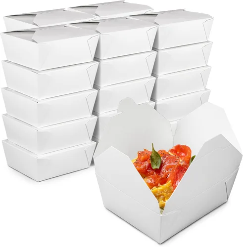 Miniatura 8 de Fit Meal Prep Paquete de 30 recipientes de papel de 76 onzas para llevar de 8.6 x 6.3 x 2.5 pulgadas, cajas blancas de comida para almuerzo #3