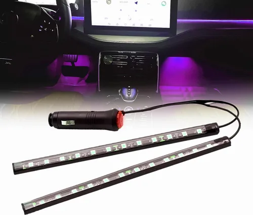 Miniatura 6 de Luces interiores LED DC 12V luz ambiental para asiento de coche, tira de luz LED DRL tira de luz diurna para coche, luces de atmósfera azul Icyblue