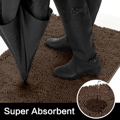Miniatura 2 de HOMEIDEAS Tapete para entrada interior, 32 x 20 pulgadas, altamente absorbente, tapete lavable de felpilla para perro, tapete antideslizante