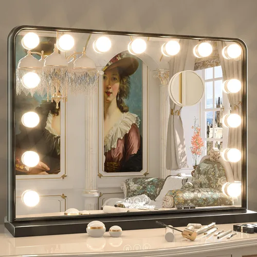 Miniatura 25 de Keonjinn Espejo de tocador Hollywood con luces y altavoz Bluetooth, 15 bombillas reemplazables, espejo de maquillaje con 2 bombillas de repuesto, 3