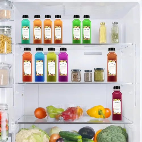 Miniatura 3 de 36 botellas de plástico de 16 onzas con tapas, botellas de jugo con tapas, recipientes reutilizables y claros para bebidas como leche, batidos, jugo