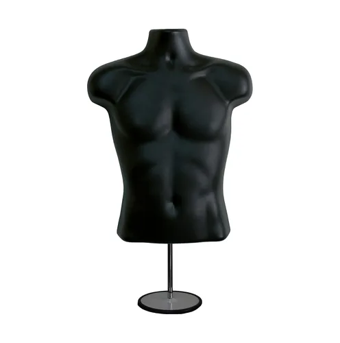 Maniquí masculino de torso con soporte de metal, cuerpo hueco, apilable, forma para exhibir camisetas, mostrador, ferias de manualidades, fotos y