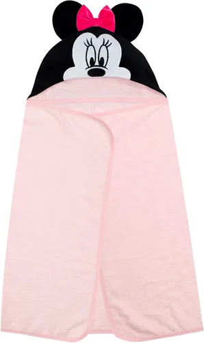 Miniatura 3 de Lambs & Ivy Toalla de baño con capucha para bebé Minnie Mouse de Disney, de algodón rosa