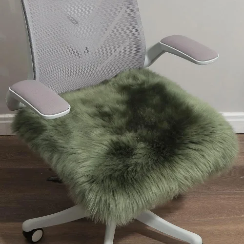 Miniatura 12 de LLB Fundas de Piel de Oveja para Silla Cojines de Silla de Oficina Almohadillas de Silla de Comedor Cojín de Asiento de Silla de Escritorio