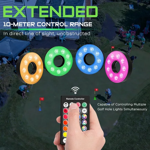 Miniatura 6 de KINGTOP Luz de hoyo de golf LED recargable - Impermeable, lente de iluminación enfocada, control remoto, perfecta para práctica nocturna de golf