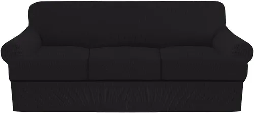 Miniatura 21 de Juego de fundas para sillas con cojines en T de 2 piezas, funda de sofá elástica para sillones y sillas con cojines en T