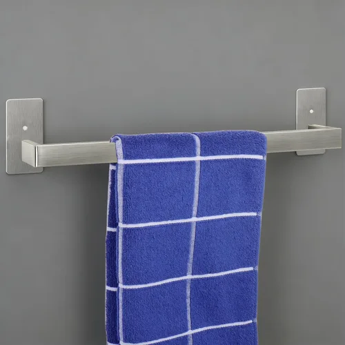 Toallero de baño autoadhesivo, sin perforaciones, fácil de instalar, soporte para toallas de mano hecho de acero inoxidable de alta calidad adhesivo