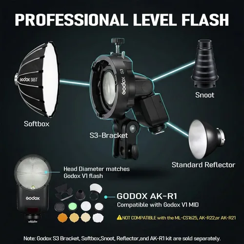 Miniatura 8 de Godox V1 MID C Flash para Canon, pantalla táctil Speedlite de cabeza redonda de 55 W, actualización de 0.945 in, 650+Full Power Pops, reciclaje