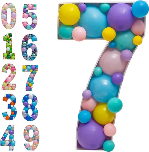 Miniatura 14 de JoyBox Design Marco de Globos en Mosaico Números 9 Tablero de Espuma Grande Precortado Letrero Troquelado para Telón de Fondo de Cumpleaños de Niño