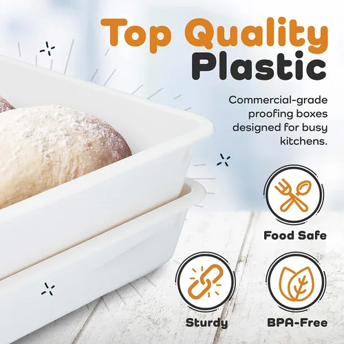 Miniatura 4 de GSM Brands Caja para probar masa de pizza - Bandejas apilables de calidad comercial con cubiertas (43,8 x 33 cm) - 2 bandejas y 2 cubiertas