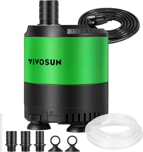 VIVOSUN 660 GPH 35W - Bomba de agua sumergible, con caudal de agua ajustable, tubo de 4.9 pies, eje cerámico adicional y adaptadores de salida, para