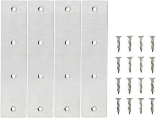 Miniatura 14 de 10 placas reparadoras resistentes, soporte plano de acero inoxidable, soporte recto, placas de fijación, conector de unión para muebles de madera
