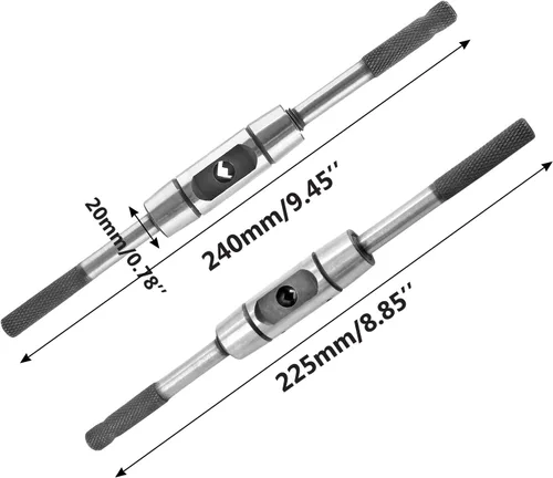 Miniatura 3 de Mango de llave de grifo ajustable para grifos métricos M4-M10, herramienta de mano de roscado, escariador, 225mm/8.8" de longitud