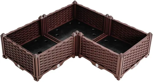 Miniatura 51 de BAOYOUNI - Juego de jardinera cuadrado para jardín elevado, maceta de plástico, caja de cultivo para verduras, hierbas, flores y plantas suculentas
