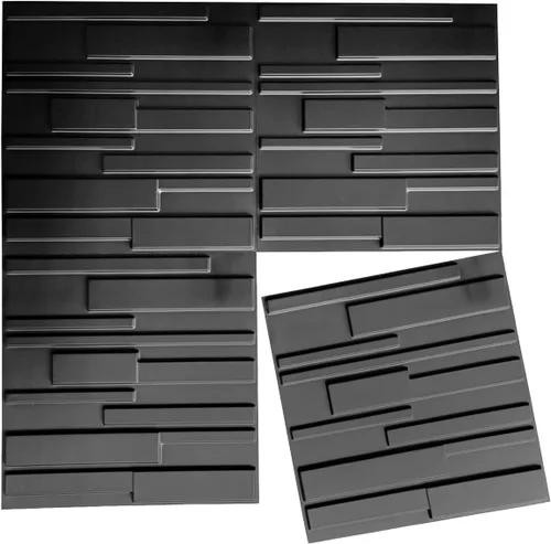 Miniatura 5 de Art3d 19.7 x 19.7 pulgadas (paquete de 12) paneles de pared rectangulares, color negro Negro carbón