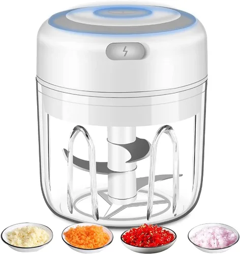 Mini picadora eléctrica de ajo, procesador de alimentos portátil, picadora de verduras y cebolla, picadora de carne inalámbrica para verduras,